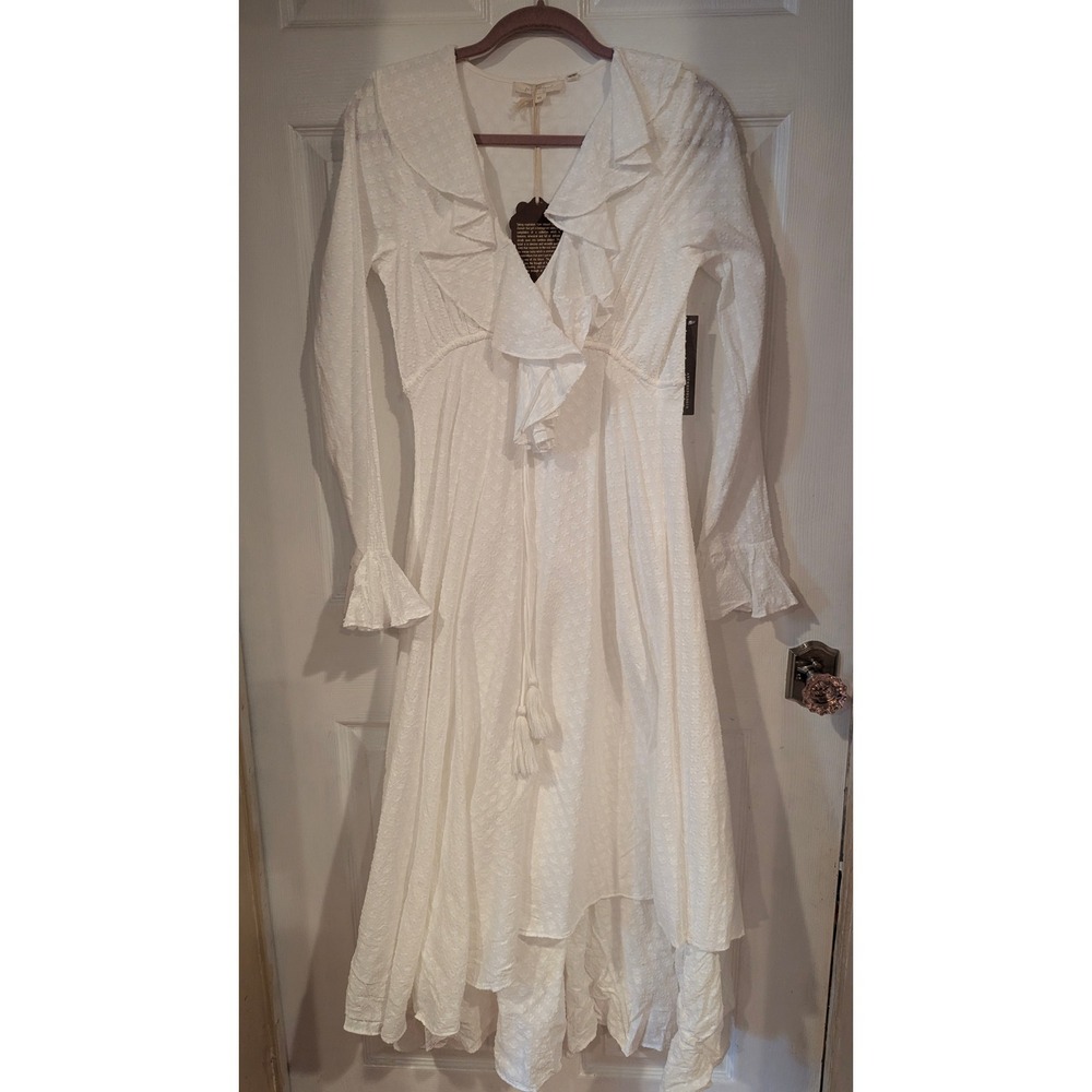 Anthro Forever That Girl Midi Dress XS White Ruffle Boho Bridal Layered Cottage - Picture 4 of 13
